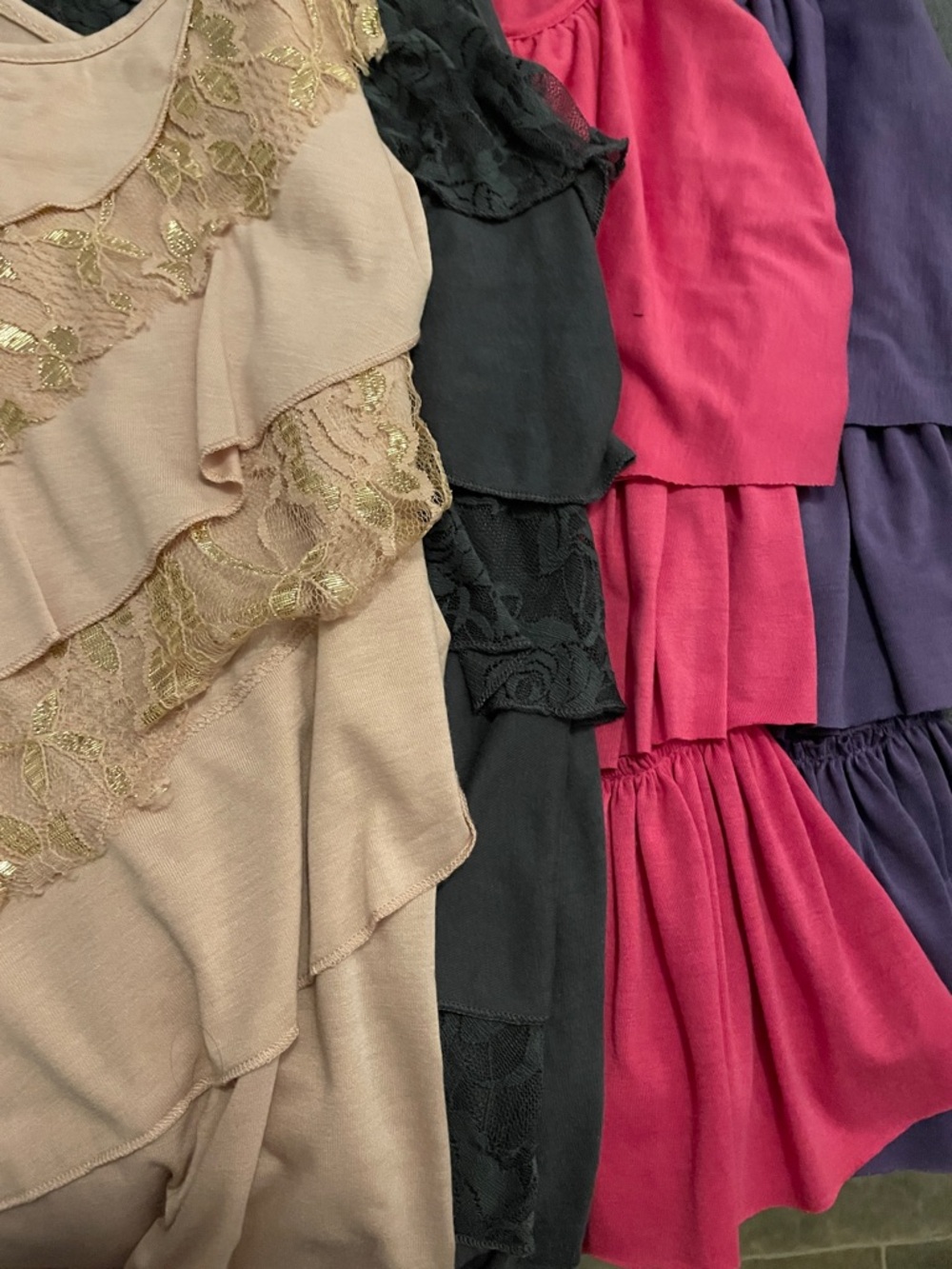 Lot of 4 Tiered Ruffle Tank Tops - Assorted brands